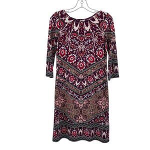 Wisp Petites Womens Colorful Sheath Dress 3/4 Sleeve Size 4P